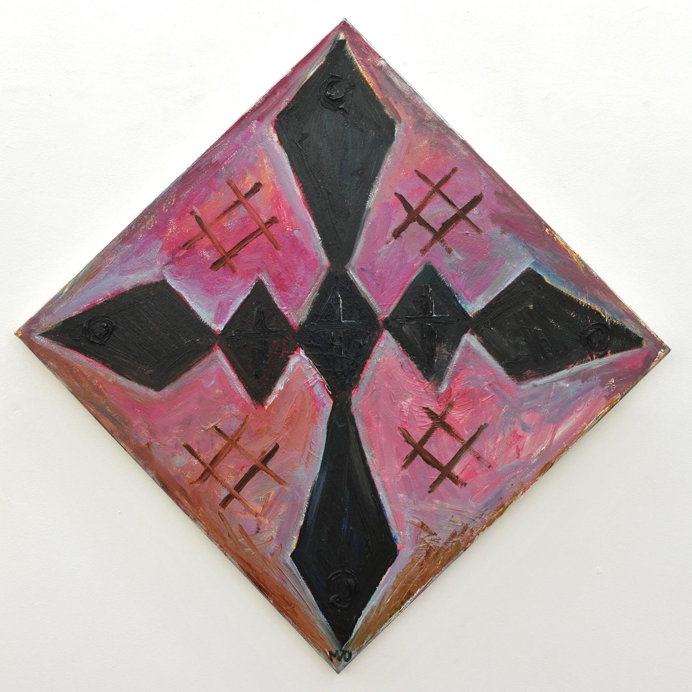 Manuel  Ocampo - Brown Cross with 4 Cross-Hatch, 2013