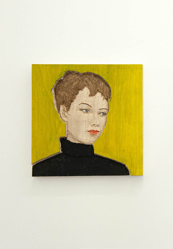 Stephan  Balkenhol - Frau mit gelb-grünem Hintergrund, 2021